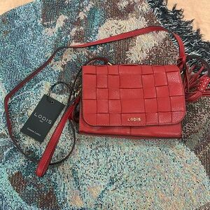Red leather Lodis crossbody bag